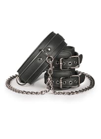 Frekke sexleketøy - EasyToys bondagesett halsbånd m/håndjern - bilde