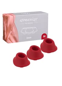 Pirrende tilbehør - Womanizer reservehetter 3 x rød M - bilde