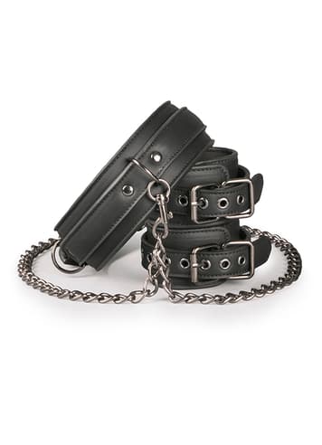 Frekke sexleketøy - EasyToys bondagesett halsbånd m/håndjern - bilde 1