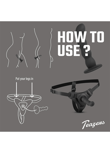 Frekke sexleketøy - Teazers sort silikon strap-on - bilde 2