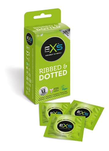 Kondomer - Kondomer EXS Ribbed & Dotted 12 pk - bilde 1