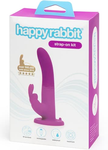 Frekke sexleketøy - Strap on rabbitvibrator Happy Rabbit - bilde 6