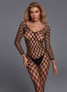 Sexy undertøy - Christine - Fishnet Catsuit with Sleeves Black One Size - bilde 1
